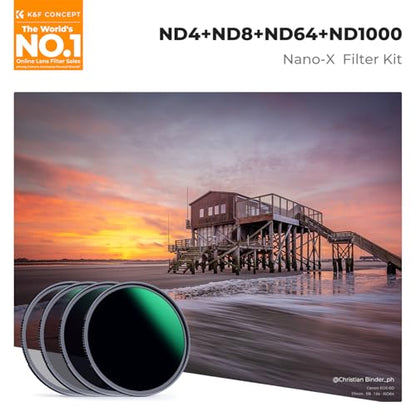 K&F CONCEPT 77mm Fixed ND4 ND8 ND64 ND1000 Lens Filters Kit - size: 77mm