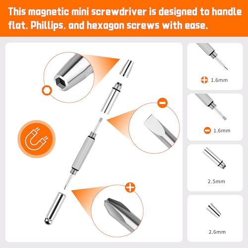 Precision Screwdriver Set with Magnetic Tips, 8-in-1 Multi-Function Screwdrivers, 4-in-1 Magnetic Mini Screwdriver, Tweezers, Storage Case, Mini Repair Tool Kit for Electronics, Watches, Eyeglasses
