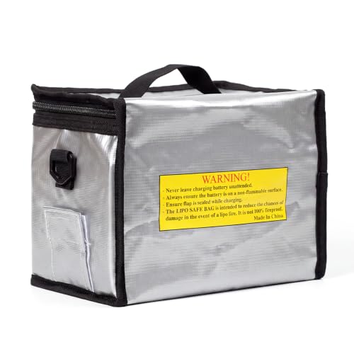 Zeee Fireproof Explosionproof Lipo Bag Battery Storage(8.46 x 6.5 x 5.71in) - color: silver-S