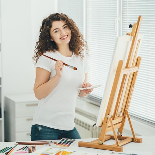 DUGATO Filbert Paint Brush Set, 13-Piece Long Wood Handle with Nylon Hair