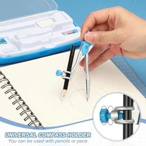 PATIKIL Geometry Precision Tool Set, 11 Pcs Geometry Set Compass Tool with Shatterproof Storage Box Rulers Math Compass Kit for Math Drafting Supplies, Dark Blue(Style 1) - color: Dark Blue