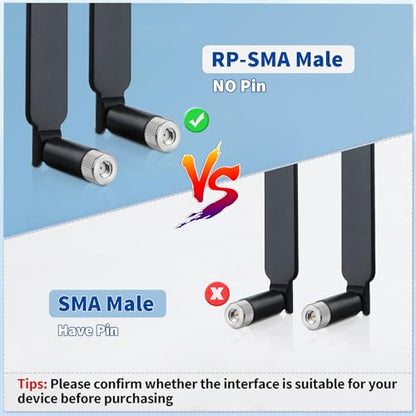 Superbat High Gain 12dBi Dual Band WiFi Antenna 2.4GHz/5GHz 5.8GHz Omnidirectional RP-SMA for Router, Wireless Access Point, Security Cameras (2 Pack) - color: black