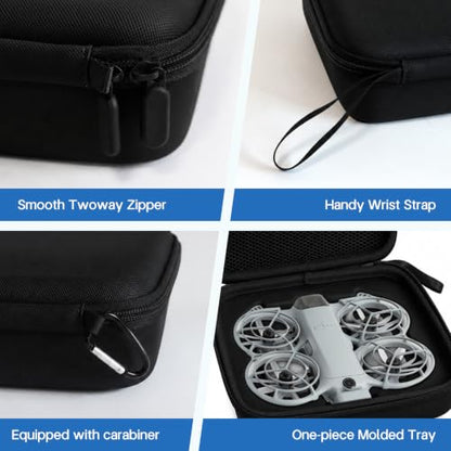 Carrying Case for DJI Neo 2, Portable Hard Shell Travel Case with Carabiner - color: black