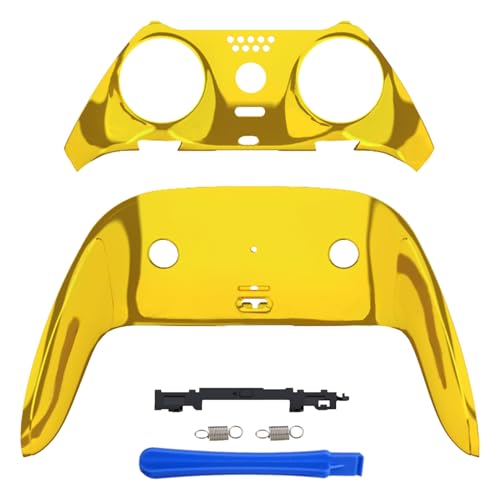 eXtremeRate Top Bottom Decorative Trim Shell Compatible with p s 5 Edge Controller DIY Replacement Front Back Clip Shell, Custom Chrome Gold Plates Cover Compatible with p s 5 Edge Controller - color: Chrome Gold