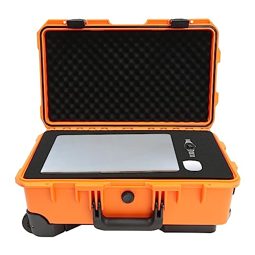 Waterproof Travel Camera Hard Case, 22” x 14” x 9” Camera Large Protective Hard Camera Case with Customizable Foam Large Rolling Lockable Hard Storage Case for Cameras, Drones. (Orange) - color: Orange