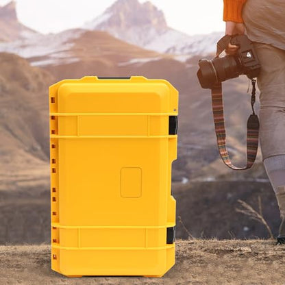Portable Protective Camera Case, 22" Protective Roller Hard Camera Case with Wheels and Foams Camera Suitcase Waterproof Rolling Hard Case for Camera,Tools,Lens,Drone,Equipment (Yellow) - color: Yellow