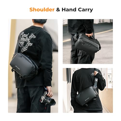 K&F CONCEPT Camera Sling Bag, Everyday Shoulder Crossbody Bag - color: 02 All Black Medium