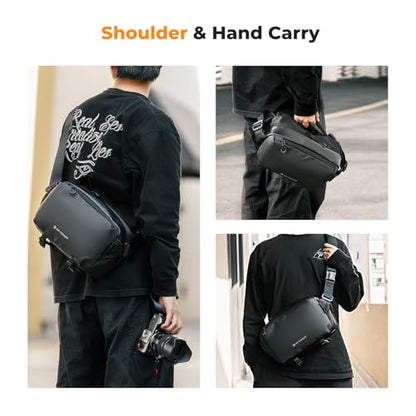 K&F CONCEPT Camera Sling Bag, Everyday Shoulder Crossbody Bag - color: 02 All Black Medium