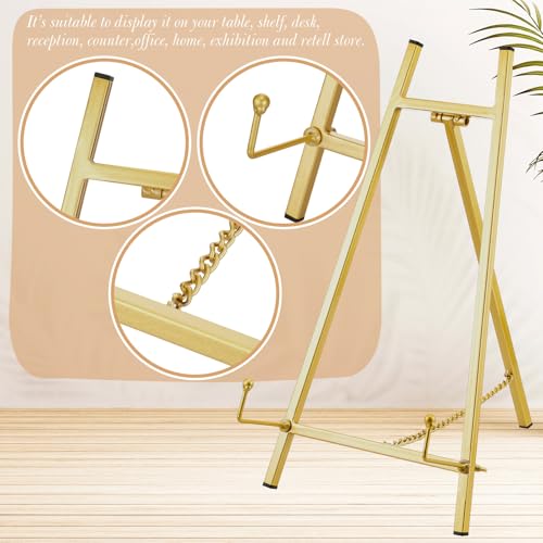 Leinuosen 1 Pcs Metal Tabletop Easel Stand, Tripod Display, Gold - color: Gold