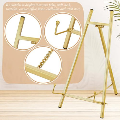 Leinuosen 1 Pcs Metal Tabletop Easel Stand, Tripod Display, Gold - color: Gold