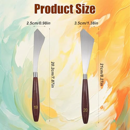 4 Pcs Pallet Knife Set, Stainless Steel No.19 No.20 Palette Knives Art Spatula with Wood Handle Scraper for Oil Canvas Acrylic Sculpting Mixing Texturing