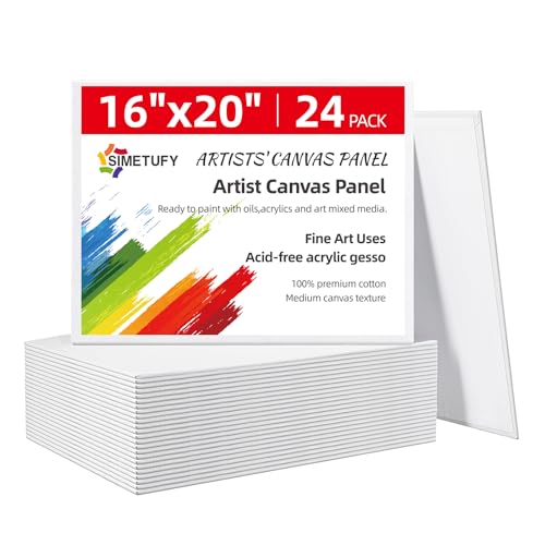Simetufy 16x20inch 24 Pack Large Painting Canvas Boards Flat Canvas Panels - size: 16"x20"