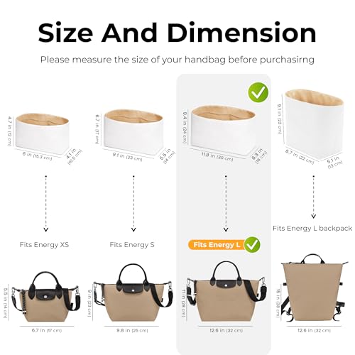 Purse Organizer Compatible with Le-pliage Energy Large - color: Vanile, size: Fits Energy L