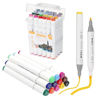 PATIKIL M&G 24 Colors Alcohol Double-Ended Markers Large Capacity 24 Pcs