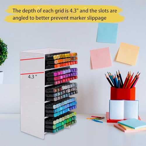SANFURNEY 204 Slot Marker Organizer, Desktop Art Supply Storage Rack - size: Marker Rack-5 Slots