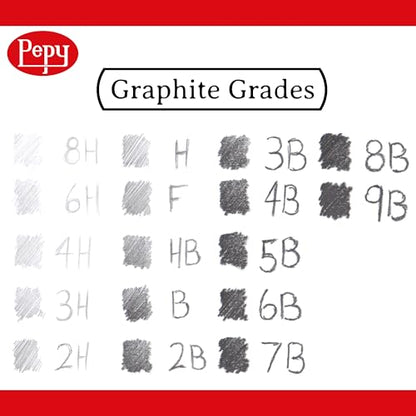 Pepy Graphite Professional Drawing Pencils - Set of 12 2H Pre-Sharpened Black Lead Pencils; Perfect for Drawing, Sketching and Shading, Graphic and Fine Art - style: Set of 12 - 2H