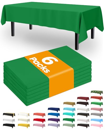 Pureegg Plastic Table Cloth Disposable 6 Pack, 54 x 108 Inch, Green - color: Green, size: 54" X 108" Rectangle