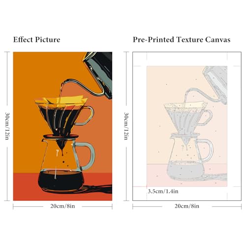 Fountor 6 Pack Coffee Paint by Numbers Kit for Adults Beginner, 8x12 Inch - color: LKOP6P-6