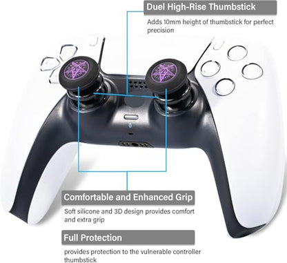 FPS Thumbstick Extender & Printing Rubber Silicone Grip Cover 2 Sets for PS5 & PS4 Controller (Demon Summon) - color: 8