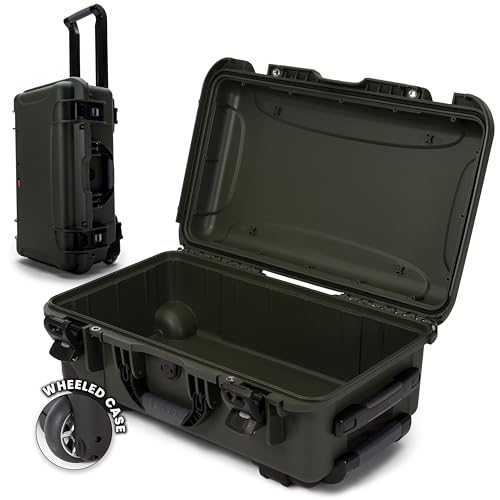 NANUK 935 Hard Case Empty - Waterproof with Wheels, 22"x14"x9" - Dustproof and Impact Resistant, Carry-On Approved for Most Airline - Olive - color: Olive, style: Empty