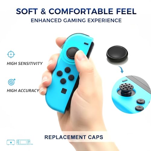 Ferkurn Joystick Replacement Cap Thumb Grip for Switch OLED Joycon & Switch Lite, Joycon Grip Button Stick Cover 3D Analog Cap Skin Replacement Part Repair Kit Accessories, 6PCS - color: Grey