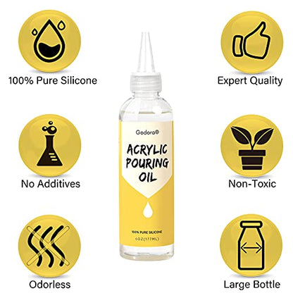 6 oz Silicone Pouring Oil for Art, 100% Silicone Cell Activator