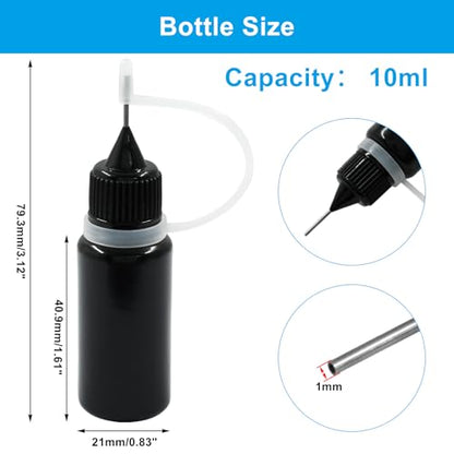 Piutouyar 10ml Black Precision Tip Applicator Bottle, 10 Pcs - size: 10ml