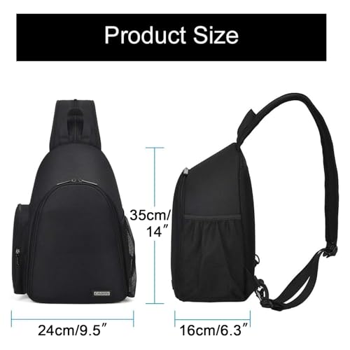 CADeN Camera Bag Sling Backpack, Camera Case Backpack with Tripod Holder for DSLR/SLR Mirrorless Cameras (Canon Nikon Sony Pentax) Black