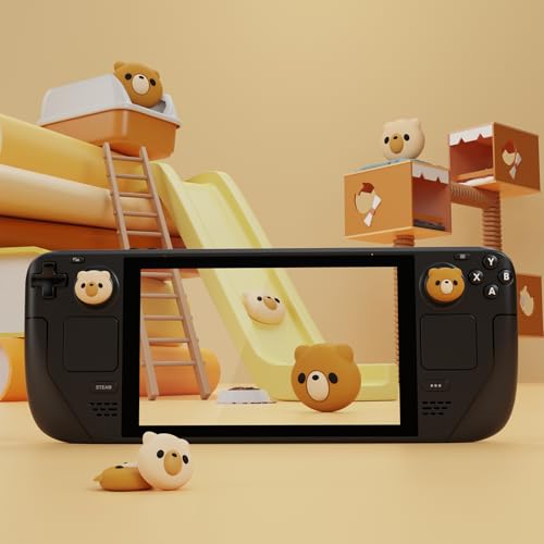 PlayVital Thumb Grip Caps for Steam Deck LCD, Silicone Thumbsticks Grips Joystick Caps for Steam Deck OLED - Cozy Bear - color: Cozy Bear