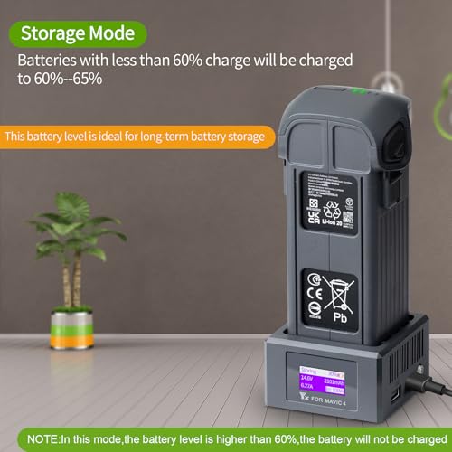 Two-Way Charging Hub with Digital Display Screen for DJI Mavic 4 Pro Drone Battery USB Battery Charger with Storage Charge Accessories