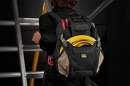 CLC Work Gear 1134 Carpenter's Tool Backpack, 44 Pockets, Padded Back Support, Black - style: 44 Pocket Tool Backpack