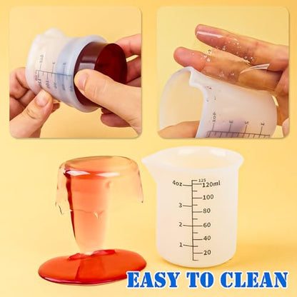 5pcs Silicone Measuring Cups 125ml for Resin, 3pcs 40ml Mixing Bowls