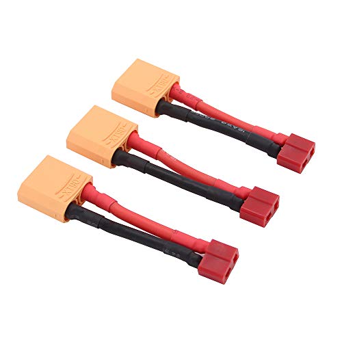 3pcs XT90 Male to T Plug Female Connector Converter Adaptor with 12awg 1.96inch Cable(Pack of 3)