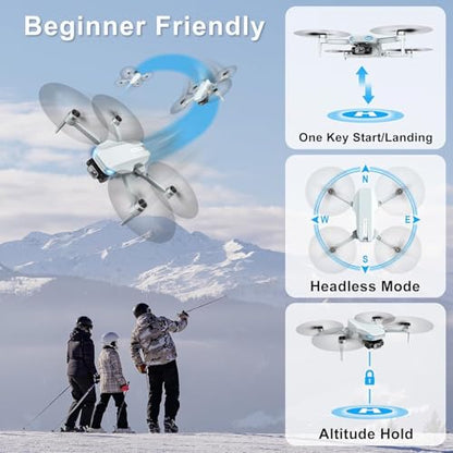 2K Drone with Camera for Adults & Beginners, Mini Drone with 2 Batteries - color: Blue