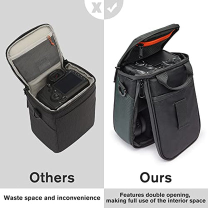 S-ZONE Camera Insert Bag Waterproof Lens Cube Case Compatible with Nikon Canon - color: dark green