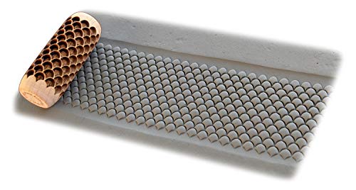 SOCWELL LLC Pattern Roller for Clay, Fish Scales, 2 inch(50mm) x 3/4" Diameter Size, Made in USA of fine Maple Wood (SD2219)