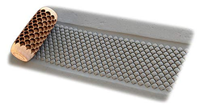 SOCWELL LLC Pattern Roller for Clay, Fish Scales, 2 inch(50mm) x 3/4" Diameter Size, Made in USA of fine Maple Wood (SD2219)