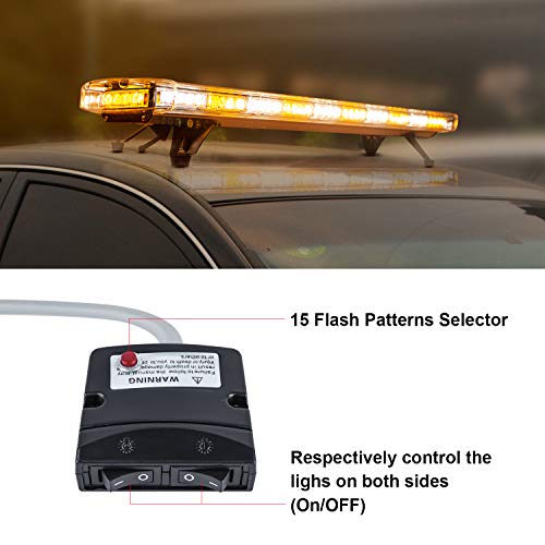 ASPL 47" 88 LED High Intensity Low Profile Roof Top Strobe Light Bar Emergency Warning Strobe Lights for Tow Truck Construction Vehicles (Amber/White) - color: Amber/White