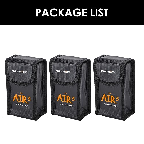CAPART Battery Safe Bag for DJI Air 3 Drone, Storage Bag Fireproof Safety Charging Bag (Small Size 3pcs)
