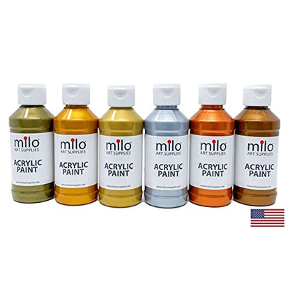 milo Metallic Acrylic Paint Set, 6 Metallic Colors, 4 oz Bottles - style: Metallic Set 6 x 4 oz