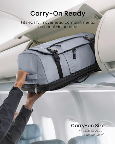 tomtoc Travel Backpack 40L, TSA Carry On Bag Flight Approved, PFAS Free - color: Silver Gray-ripstop, size: 40L