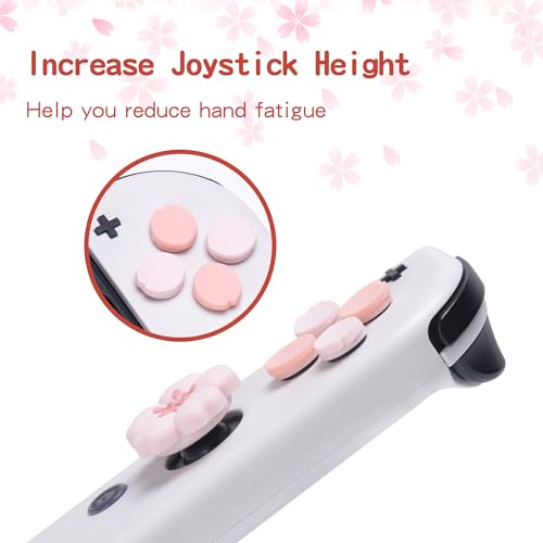 GeekShare Silicone Cross D-Pad Button Caps Set Cute Joystick Cover Compatible with Nintendo Switch 1/2/OLED, ABXY Key Buttons Sticker Joy Con - Sakura - size: Switch 1 / OLED
