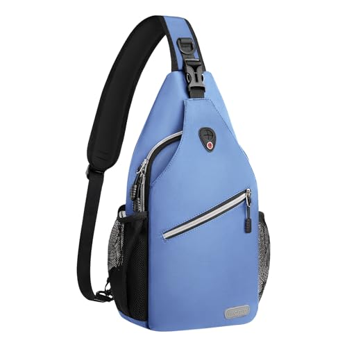MOSISO Small Sling Bag for Men, Crossbody Shoulder Chest Daypack Bag - color: Airy Blue
