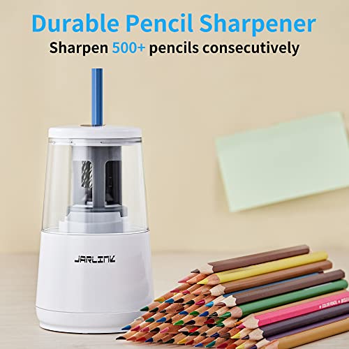 JARLINK Electric Pencil Sharpener, Heavy Duty Helical Blade, Auto Stop - color: White