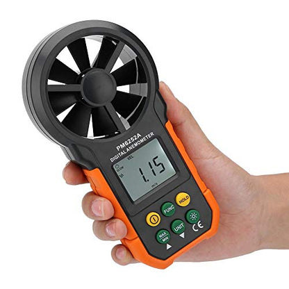 PM6252A Digital Anemometer,Portable High Exactness Handheld Wind Speed Meter Air Volume Measuring Meter for Weather Data Collection and Windsurfing Kite Flying Sailing