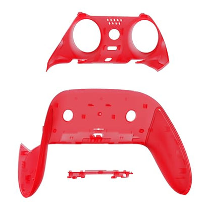 eXtremeRate Top Bottom Decorative Trim Shell Compatible with p s 5 Edge Controller DIY Replacement Front Back Clip Shell, Custom Clear Red Plates Cover Compatible with p s 5 Edge Controller - color: Clear Red