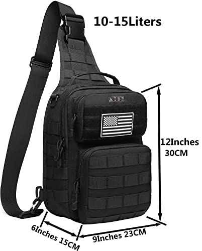 Tactical Sling Backpack With Holster Military Crossbody Bag for Men Single Shoulder Back Pack 10L - color: Black 2