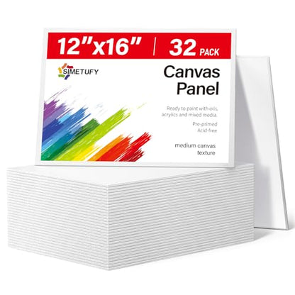 Simetufy 32 Pack 12x16 inch Large Flat Canvas Boards for Painting - size: 12"x16" - 32 pack