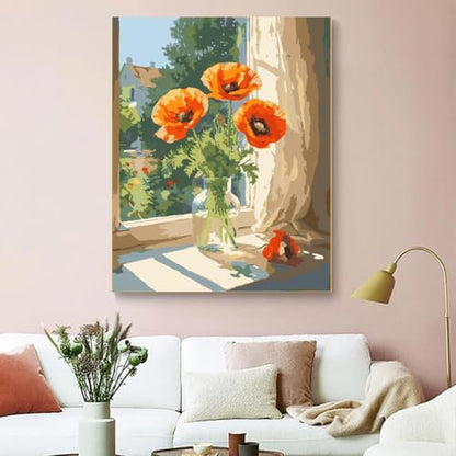 ZRIZQ Paint by Numbers Kit for Adults Beginner,Flowers,16x20 - color: 16"X20"Rolled Canvas-Flowers 4