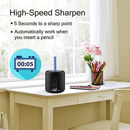 tenwin Pencil Sharpener Battery Powered, Portable, for 6-8mm Pencils - color: Black